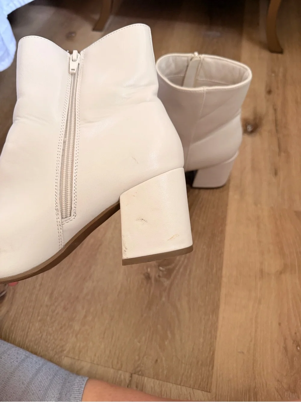 White Women's Ankle Boots - Classic Zip Closure- Size 9